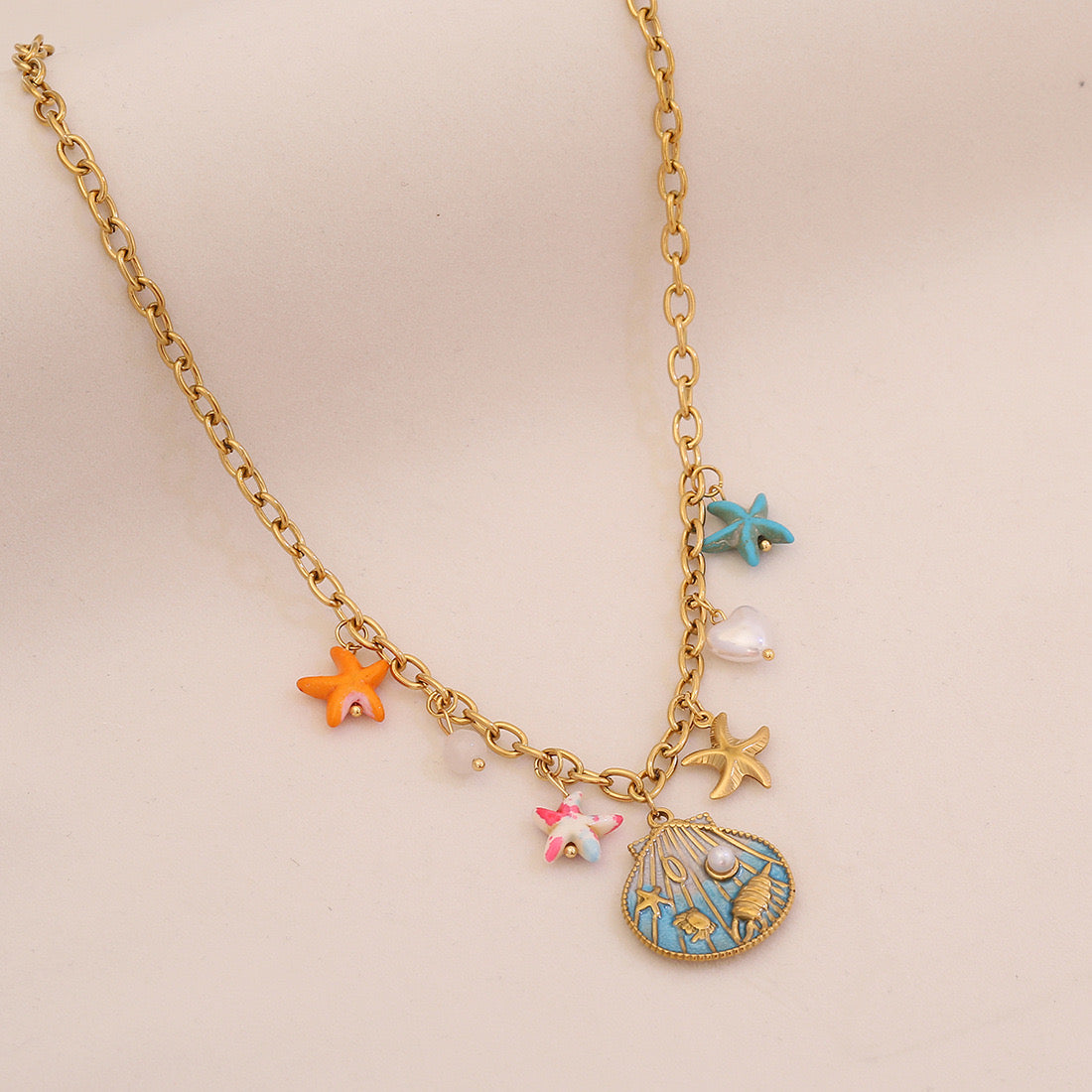 Ocean Whisper Shell & Starfish Necklace