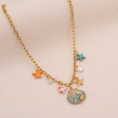 Ocean Whisper Shell & Starfish Necklace