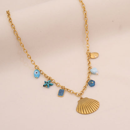 Ocean Whisper Shell & Starfish Necklace