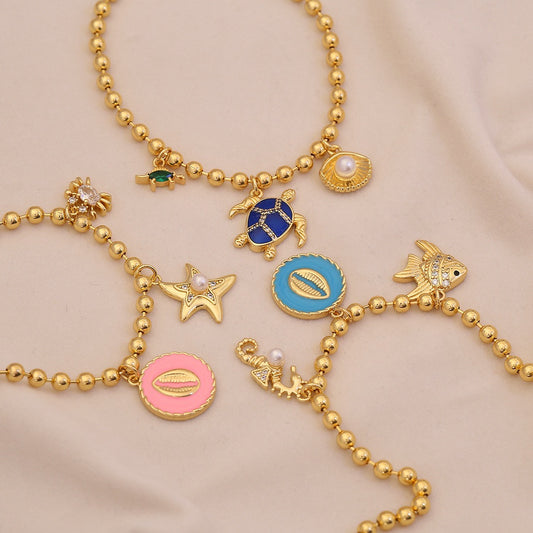 Golden Tide Ocean Charm Bracelet