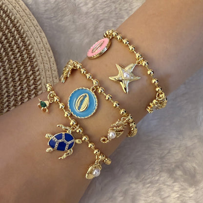 Golden Tide Ocean Charm Bracelet