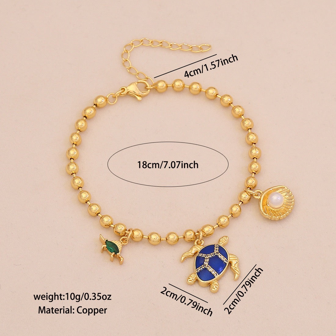 Golden Tide Ocean Charm Bracelet