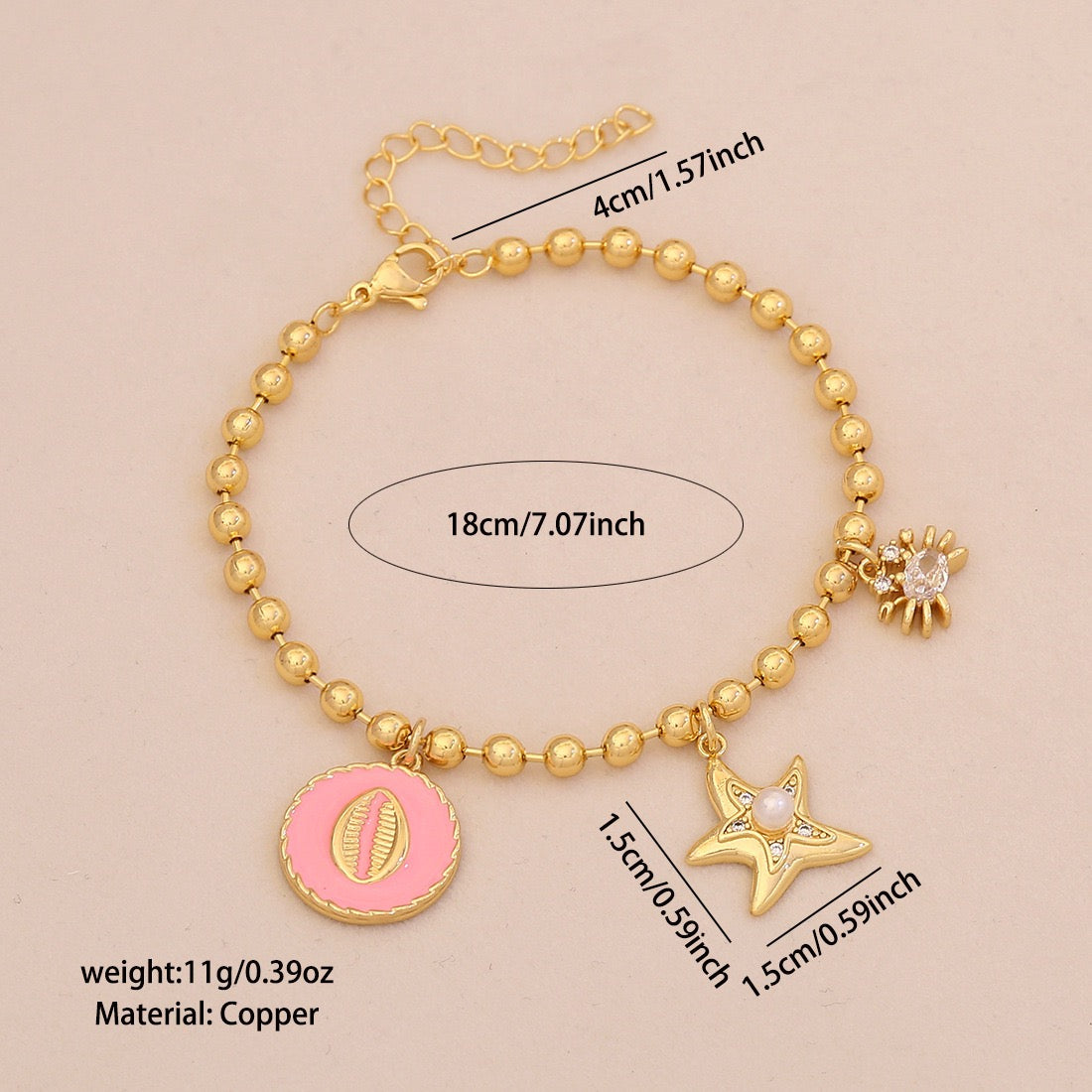 Golden Tide Ocean Charm Bracelet