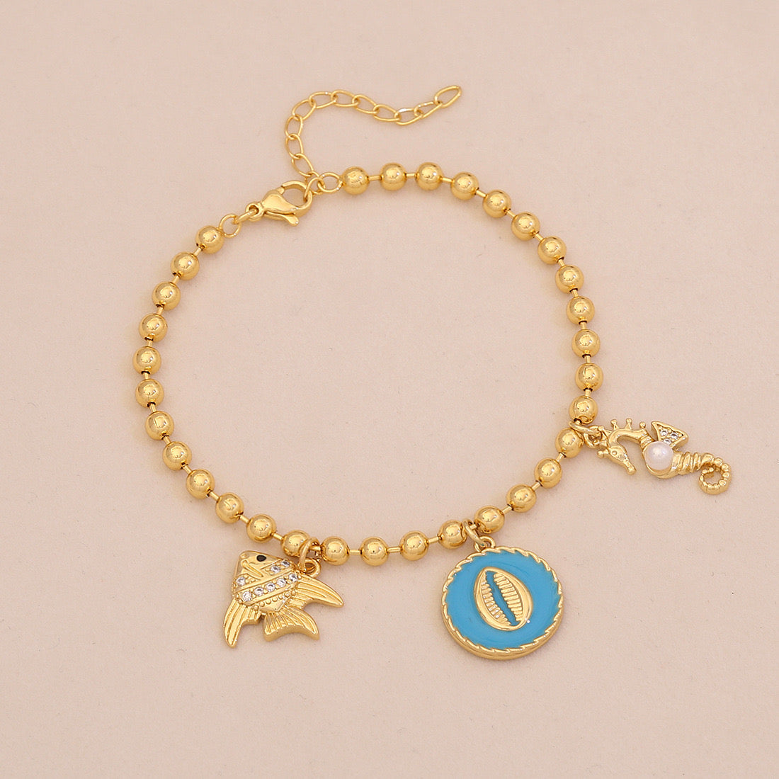 Golden Tide Ocean Charm Bracelet