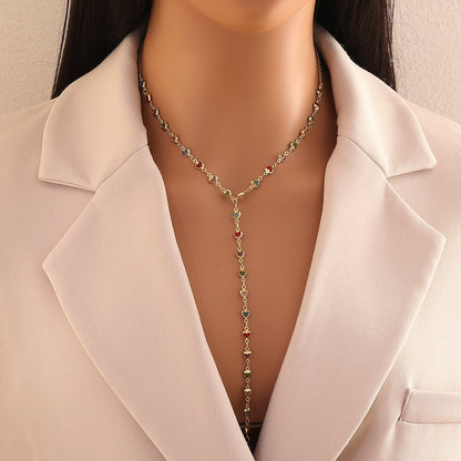 Aurora Crystal Y Necklace