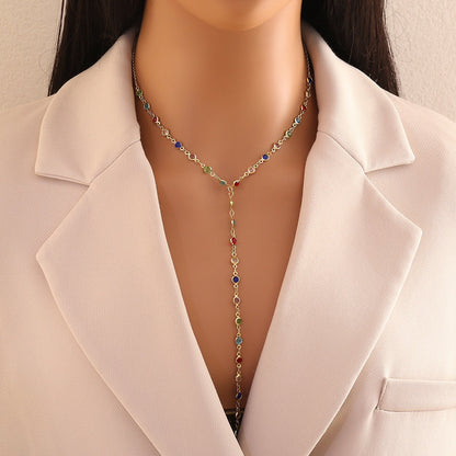 Aurora Crystal Y Necklace