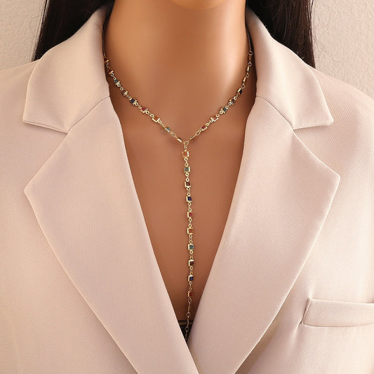 Aurora Crystal Y Necklace