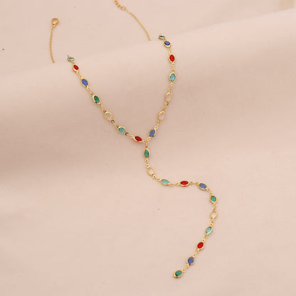 Aurora Crystal Y Necklace