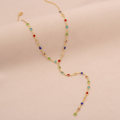 Aurora Crystal Y Necklace