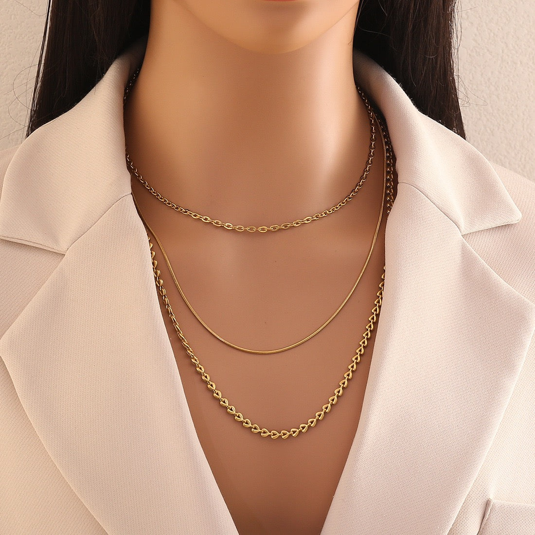 Golden Layers Triple Chain Necklace