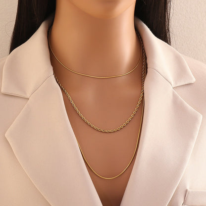 Golden Layers Triple Chain Necklace
