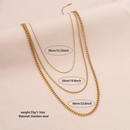 Golden Layers Triple Chain Necklace