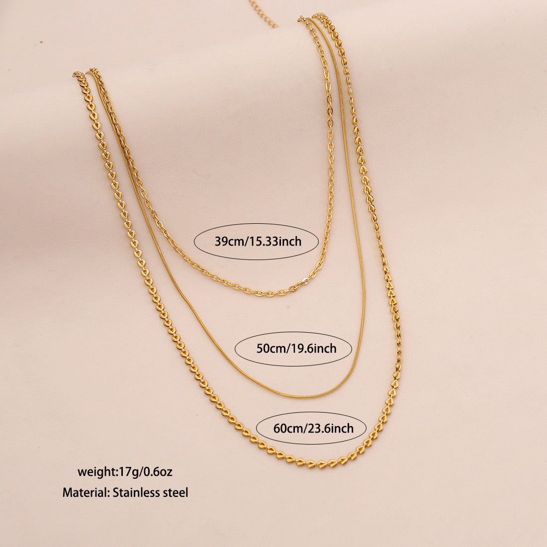 Golden Layers Triple Chain Necklace