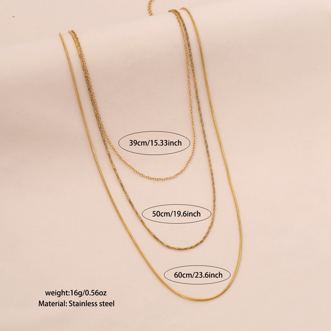 Golden Layers Triple Chain Necklace