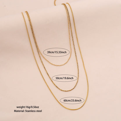 Golden Layers Triple Chain Necklace