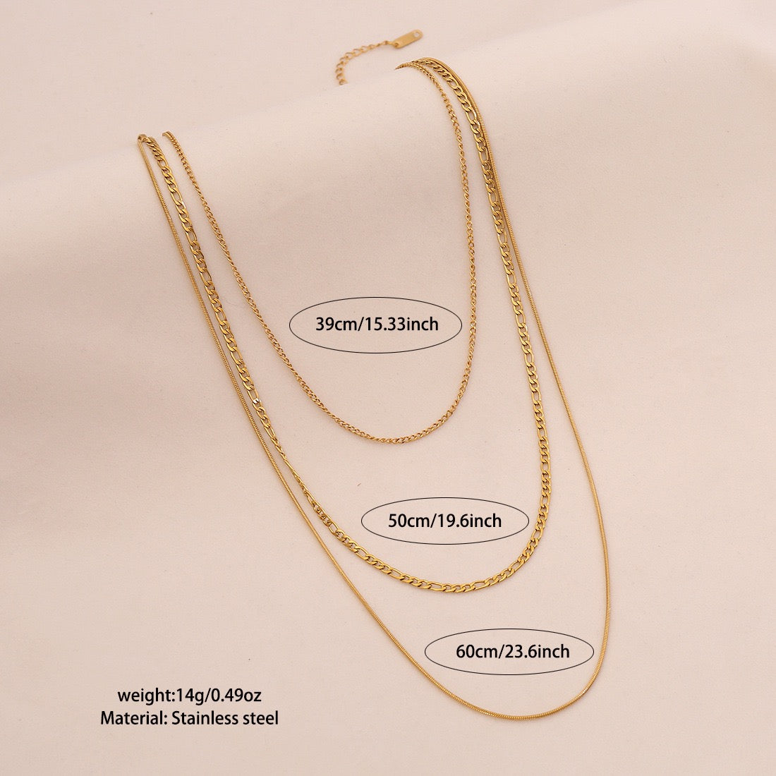 Golden Layers Triple Chain Necklace