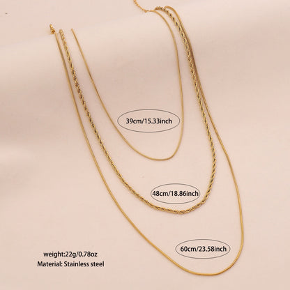 Golden Layers Triple Chain Necklace