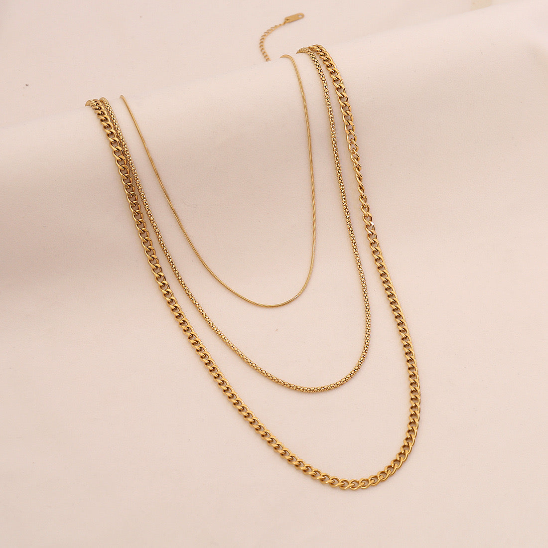 Golden Layers Triple Chain Necklace