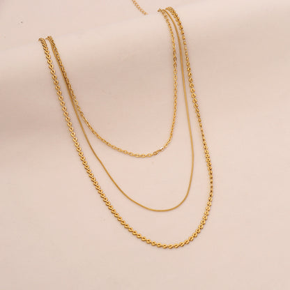 Golden Layers Triple Chain Necklace