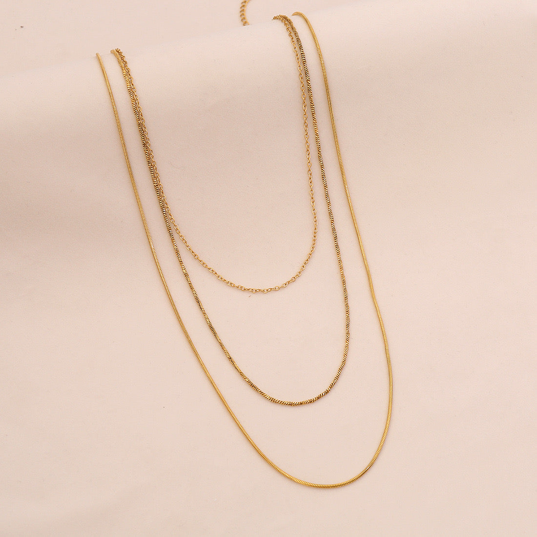 Golden Layers Triple Chain Necklace