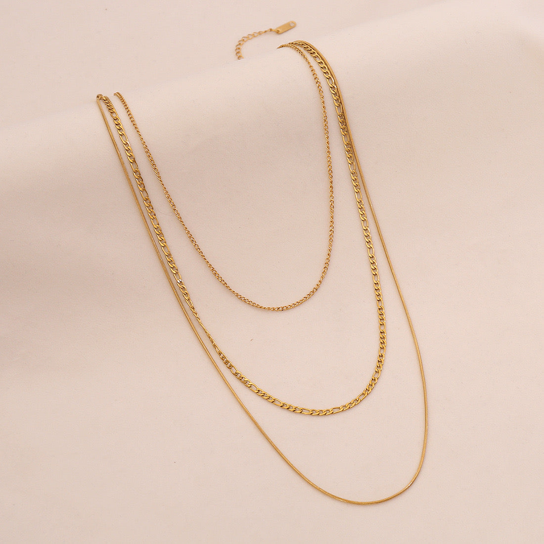 Golden Layers Triple Chain Necklace