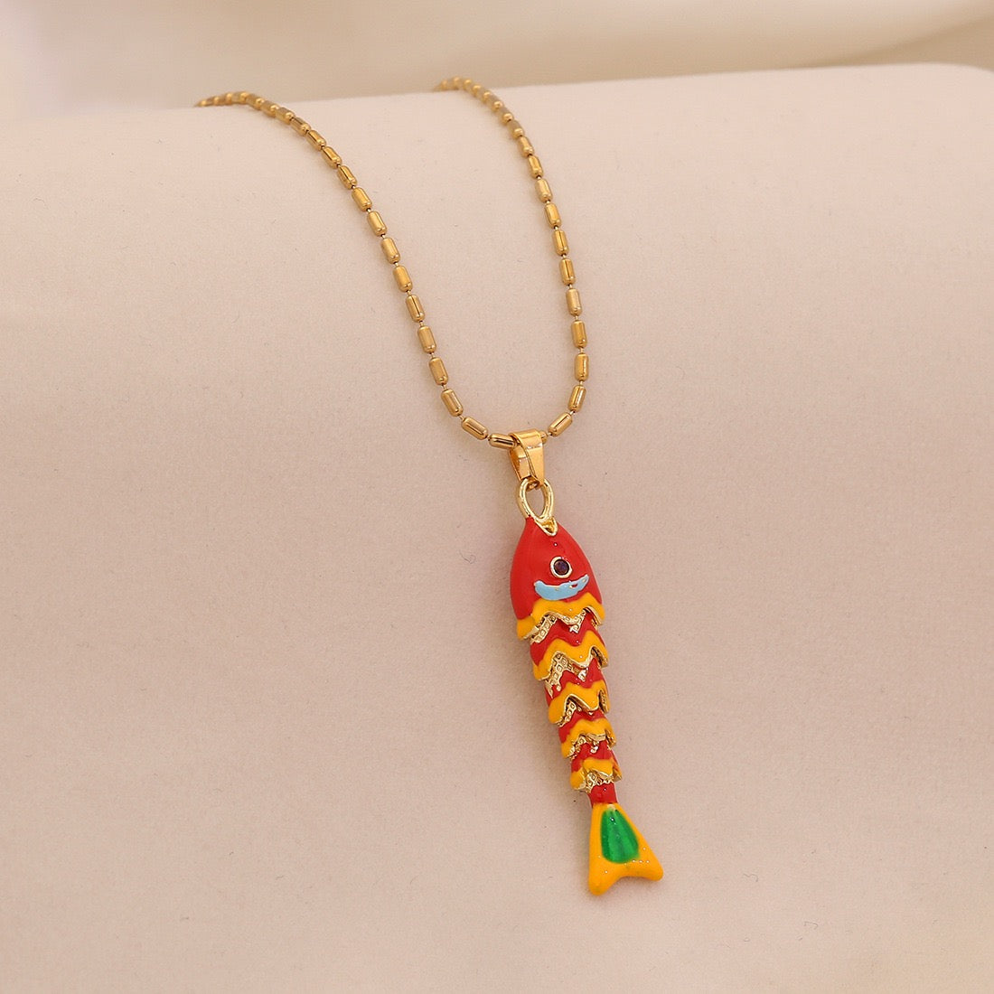 Dancing Koi Enamel Pendant Necklace