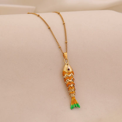 Dancing Koi Enamel Pendant Necklace