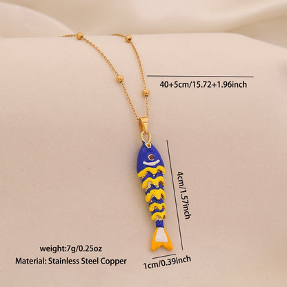 Dancing Koi Enamel Pendant Necklace