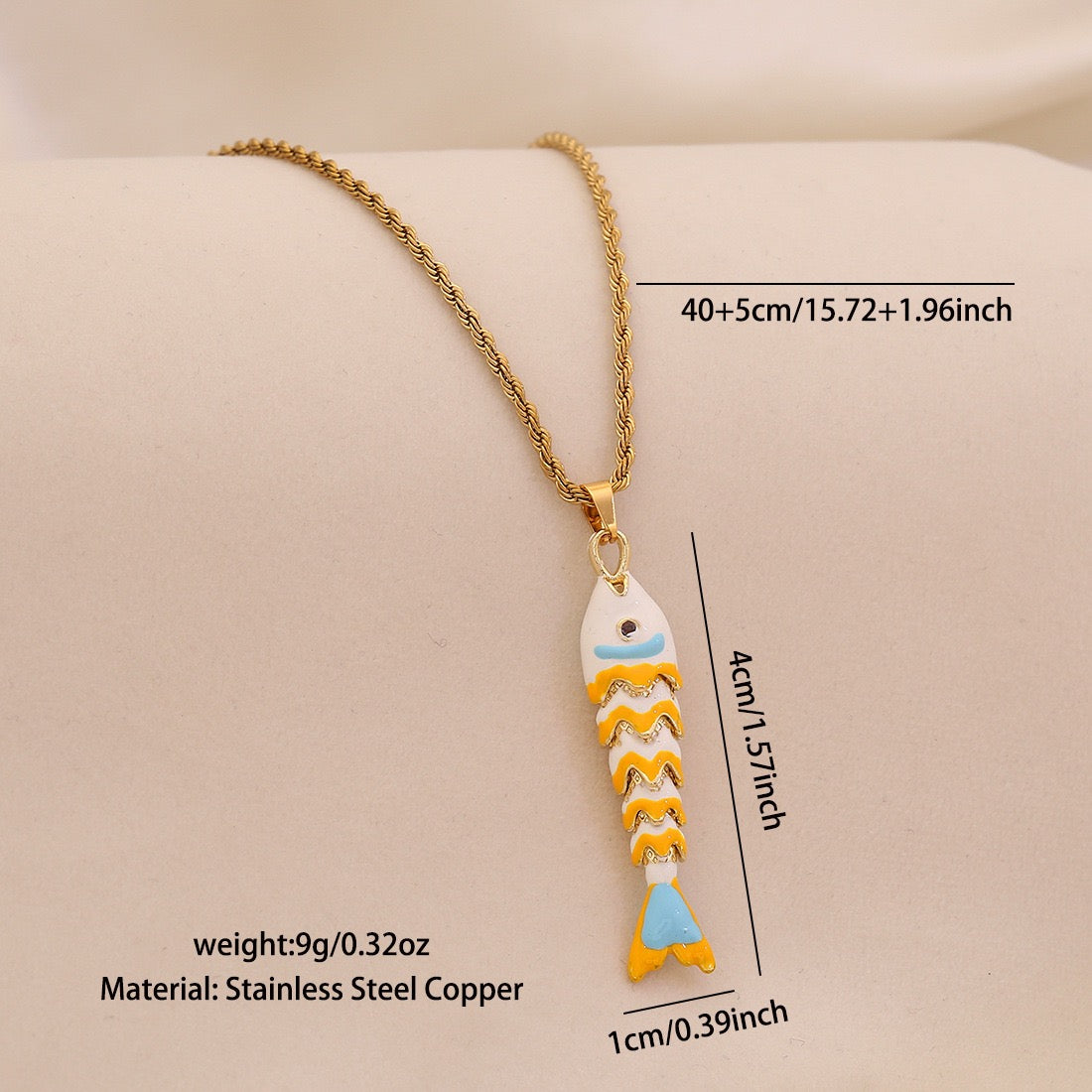 Dancing Koi Enamel Pendant Necklace