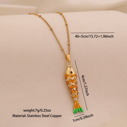 Dancing Koi Enamel Pendant Necklace