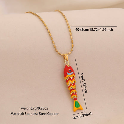 Dancing Koi Enamel Pendant Necklace