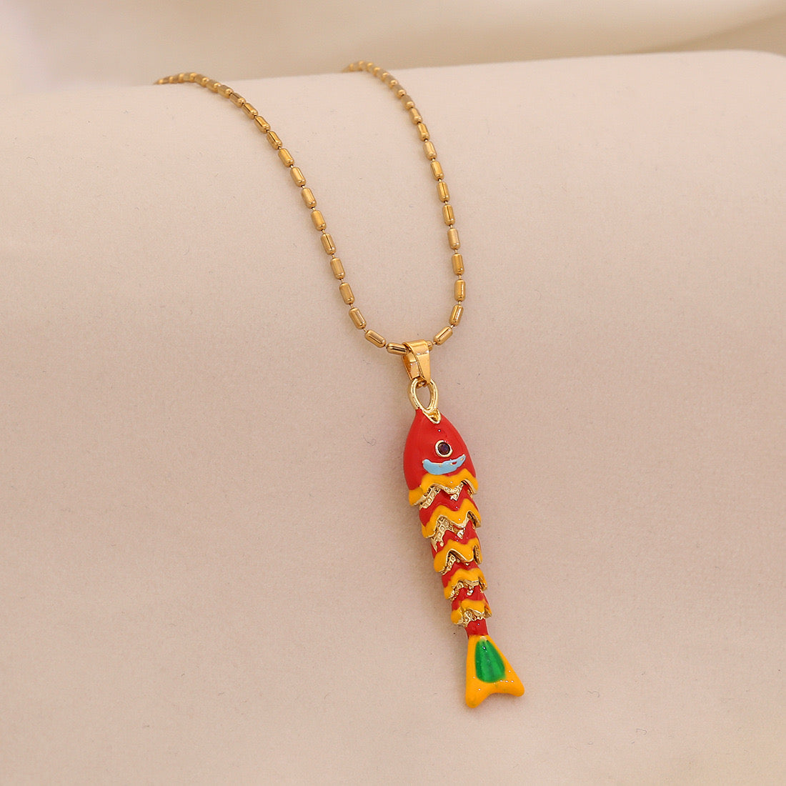 Dancing Koi Enamel Pendant Necklace