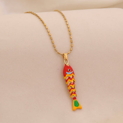 Dancing Koi Enamel Pendant Necklace