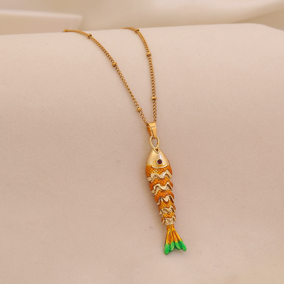 Dancing Koi Enamel Pendant Necklace