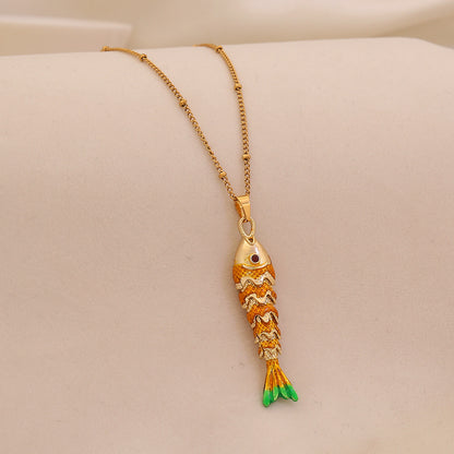 Dancing Koi Enamel Pendant Necklace