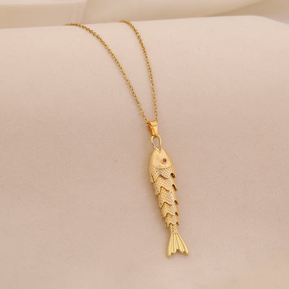 Dancing Koi Enamel Pendant Necklace