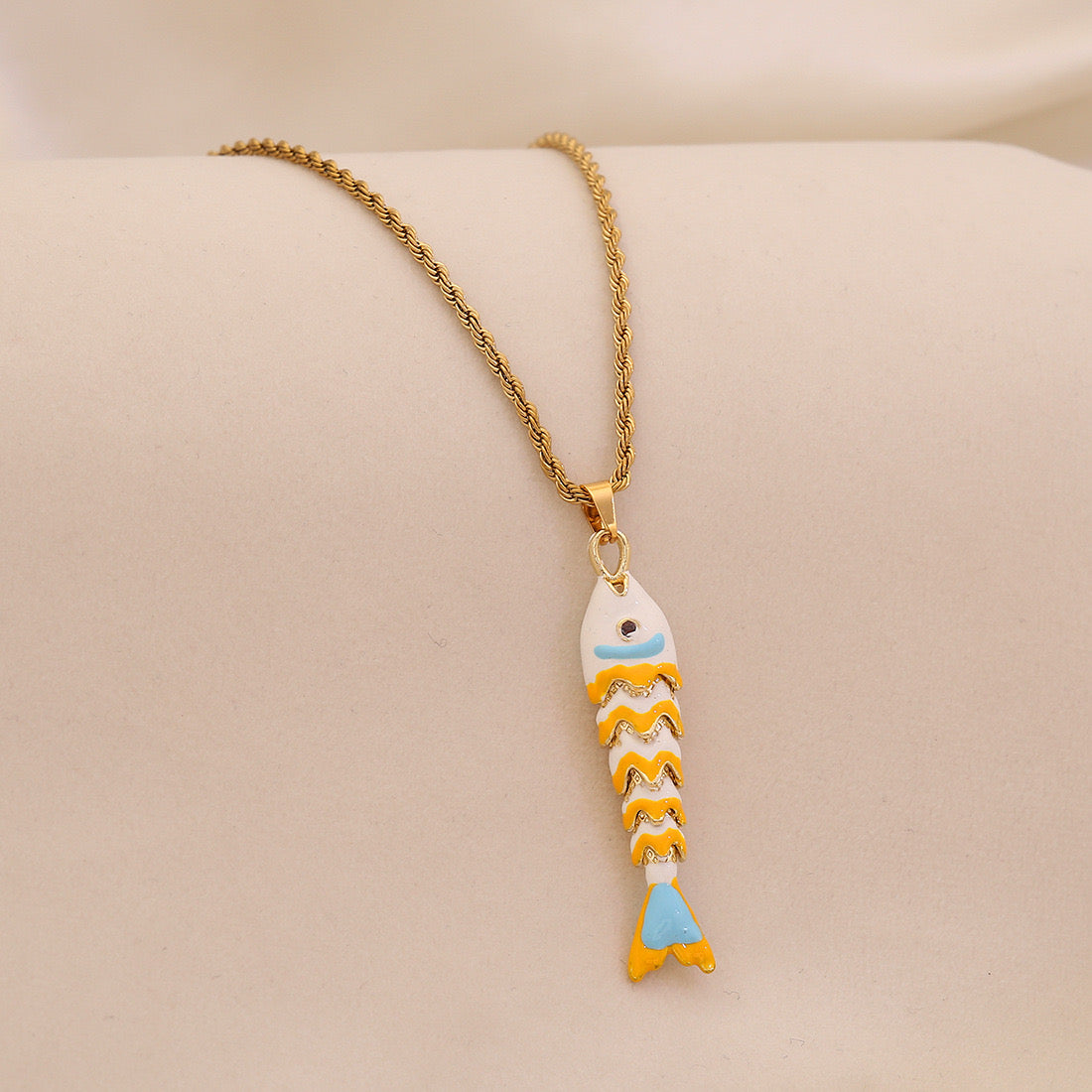 Dancing Koi Enamel Pendant Necklace