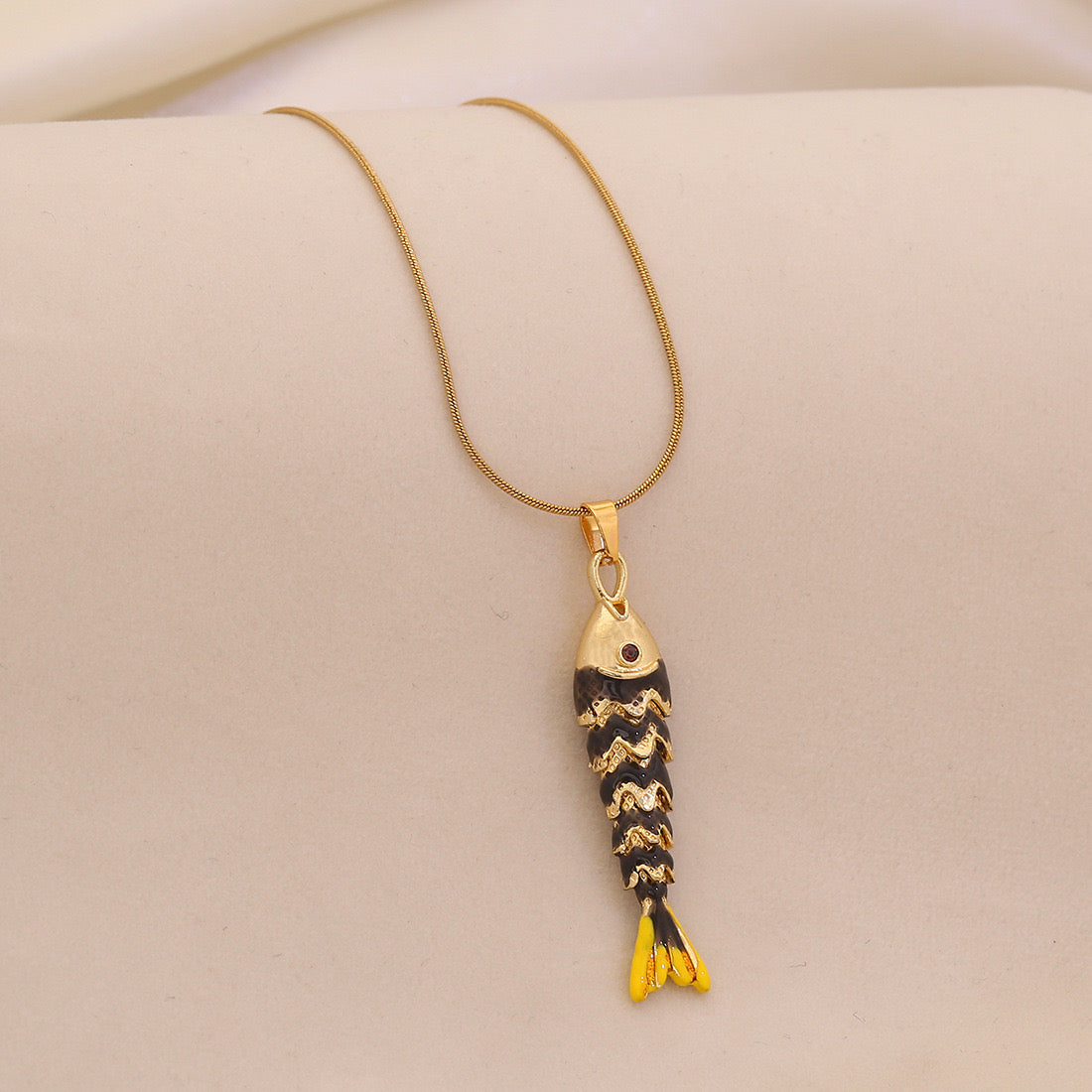 Dancing Koi Enamel Pendant Necklace