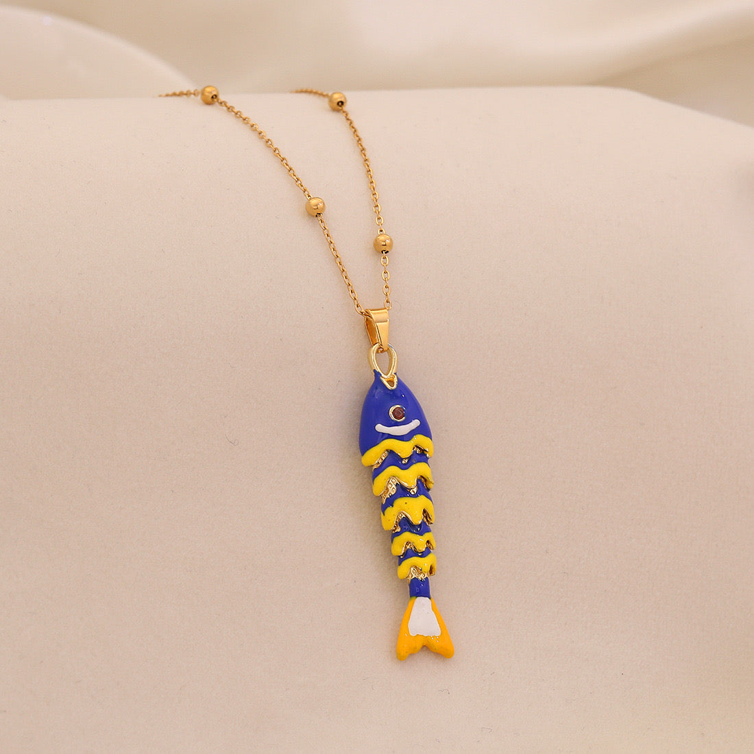 Dancing Koi Enamel Pendant Necklace