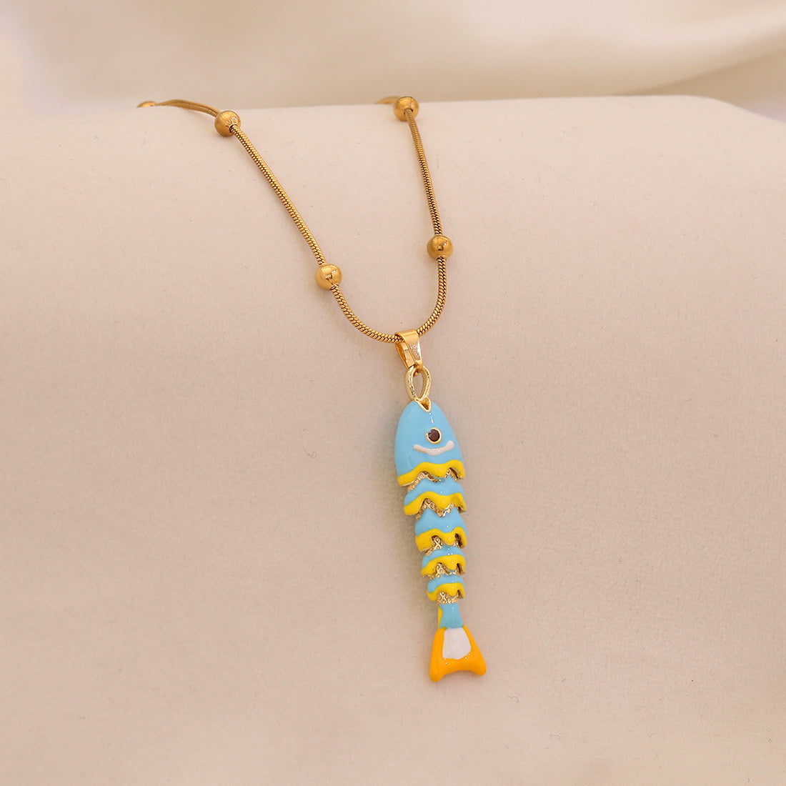 Dancing Koi Enamel Pendant Necklace