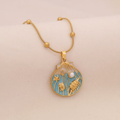 Azure Tide Pearl Charm Necklace