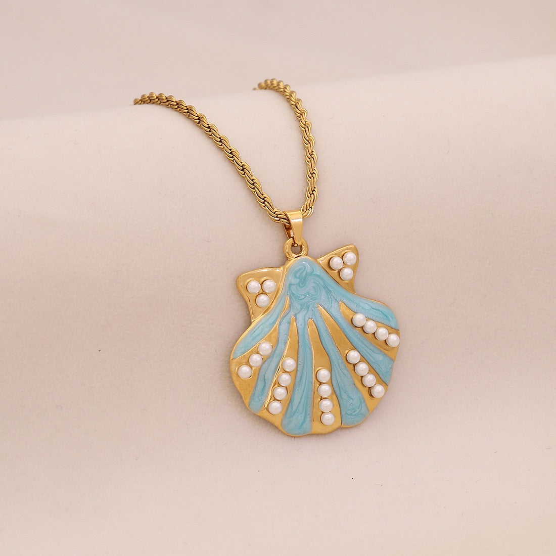 Azure Tide Pearl Charm Necklace