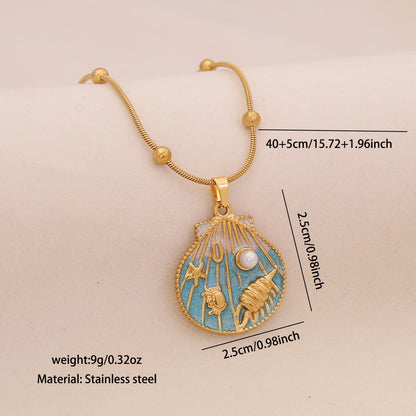 Azure Tide Pearl Charm Necklace