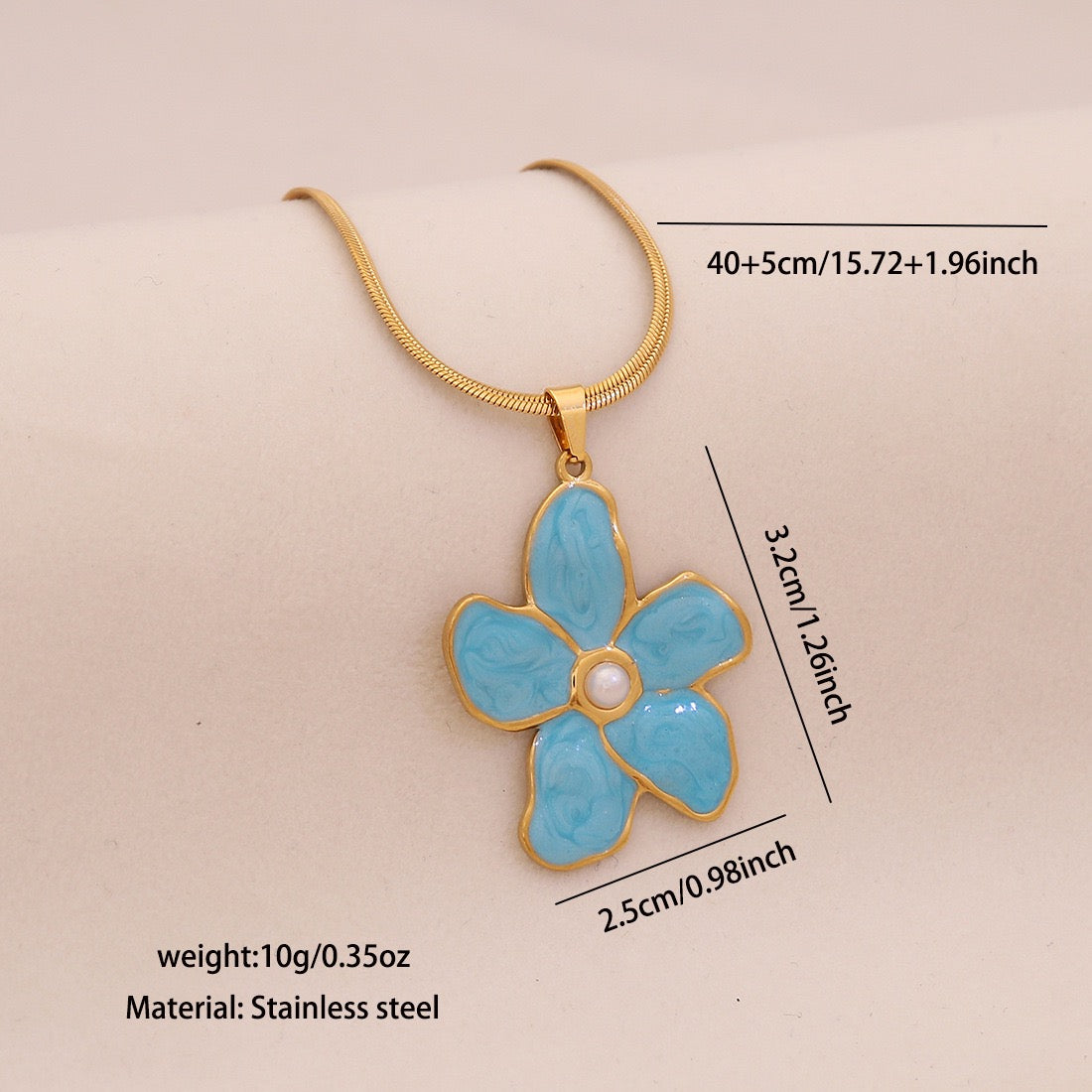 Azure Tide Pearl Charm Necklace