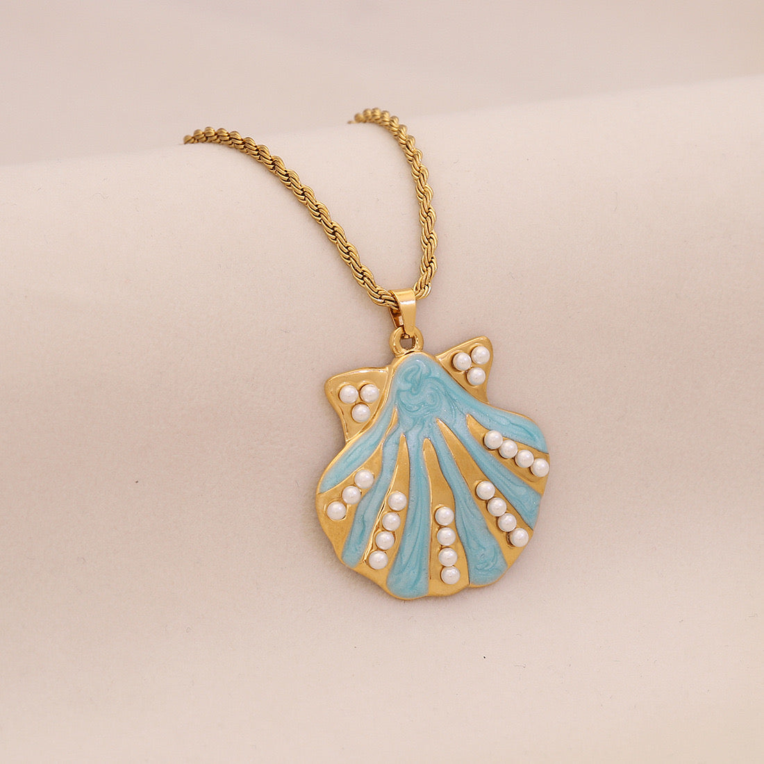 Azure Tide Pearl Charm Necklace