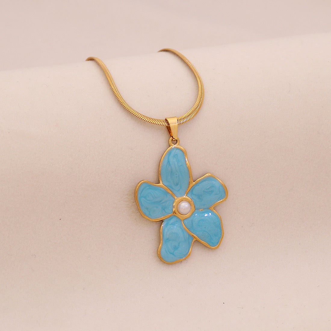 Azure Tide Pearl Charm Necklace