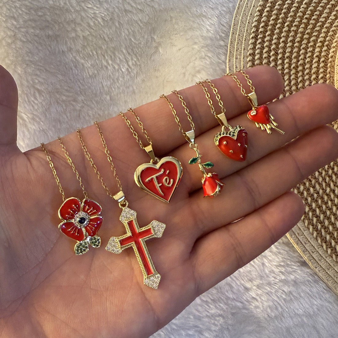 Crimson Rose Heart Necklace