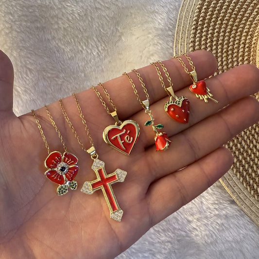 Crimson Rose Heart Necklace