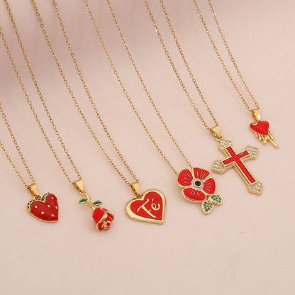 Crimson Rose Heart Necklace