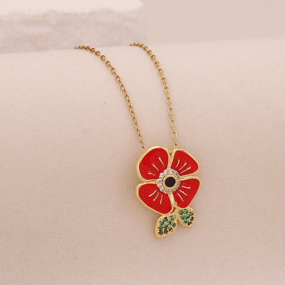 Crimson Rose Heart Necklace